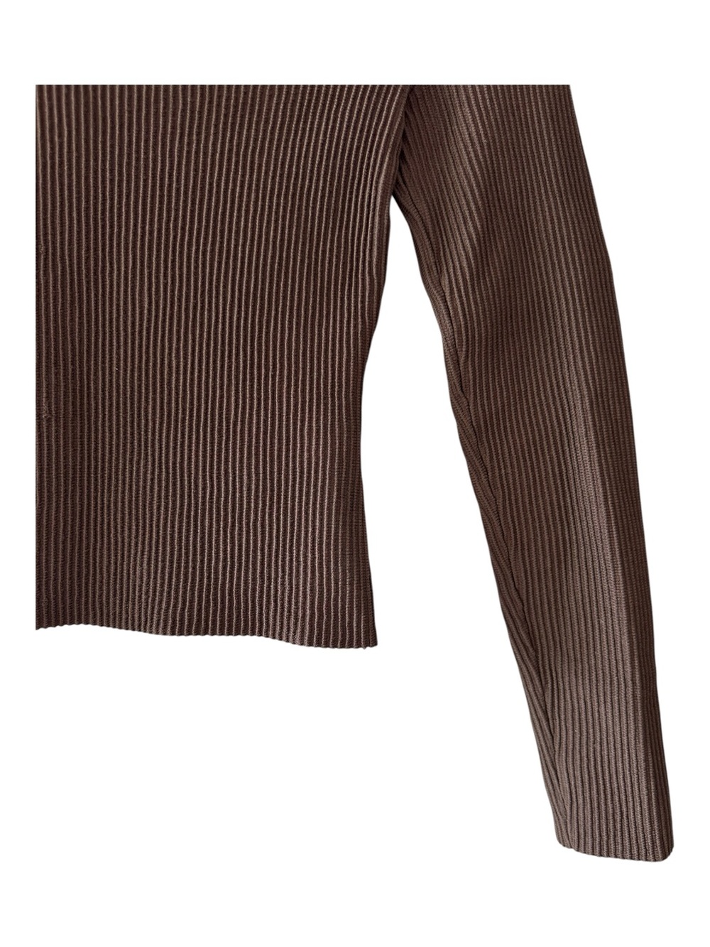 Babaton Aritzia XS Sculpt Knit Sweetheart Long Sleeve Top Brown Ribbed - Picture 6 of 10